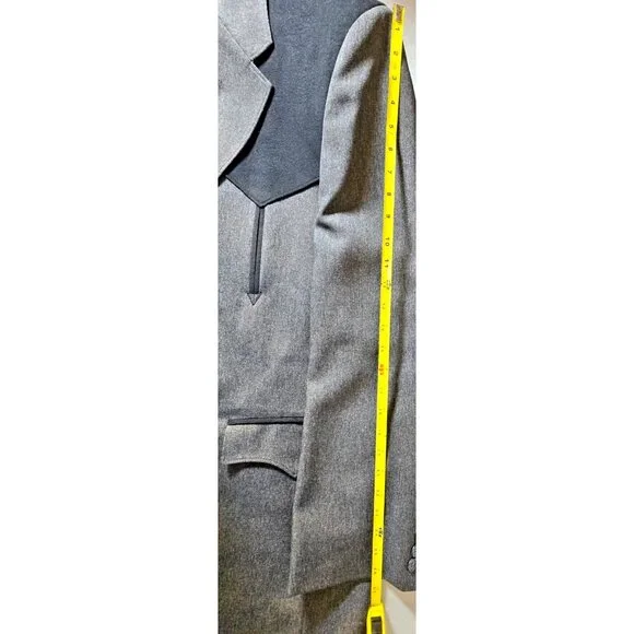 Circle S Men’s 46L Western Blazer Gray Black Yoke Lined 2-Button Cowboy Coat - Picture 16 of 16